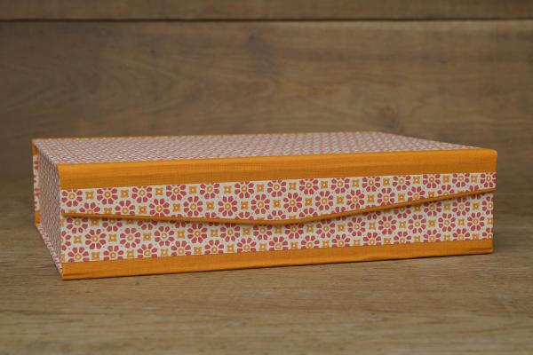 Organization box orange extra sturdy handmade stationery spelling